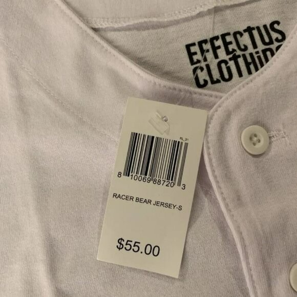 Effectus Racing Team 3 Clothing Mens Racer Bear Jersey White SM NWT Defect - Picture 2 of 6